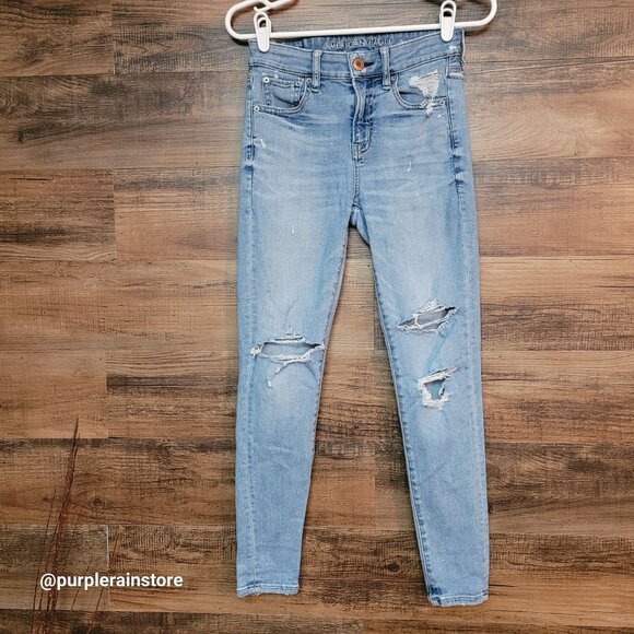 American Eagle Jeans 2 S Jegging Hi Rise Next Level Stretch Medium Light Wash - Picture 1 of 12